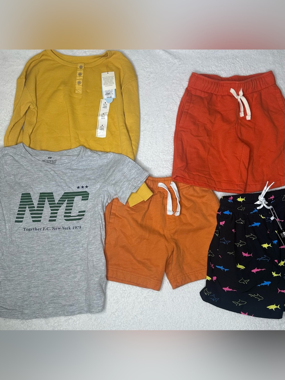 Boys 6-7 Clothing Bundle 5 Pc H&M Shirt Shorts Henley Fall Summer NWT